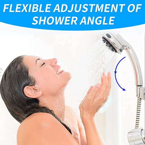 Shower Arm Bracket Adjustable Handheld Shower Arm Mount Holder with Wall Hook Bracket Polished Chrome Finish Compatible with Dual Shower Head Adapters and Swivel Adapt (Black)