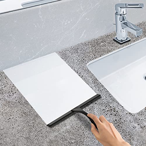 All-Purpose Stainless Steel Shower Squeegee for Shower Glass Door with Adhesive Hook, Bathroom Cleaner Tool Household Window Mirror Squeegee for Glass Doors, Cleaning Tile Wall, Car, 10 inch, Black - size: 10-inch