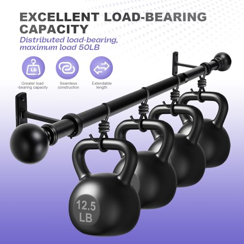 1 Inch Adjustable Heavy Duty Curtain Rod - Extra Long 30-240 Inches for Windows, Room Dividers, Indoor/Outdoor Use - Matte Black, Durable & Stylish Design - size: 30" - 240"