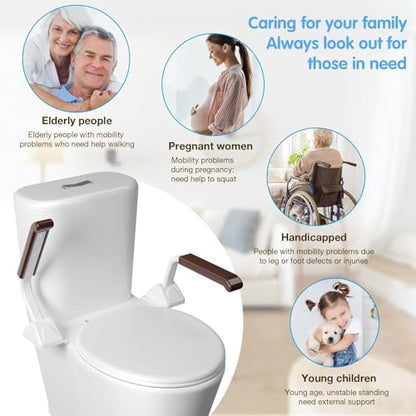 Toilet Safety Rails for Seniors（520lbs), Adjustable Toilet Handle for The Elderly and Disabled, Handicap Toilet Safety Frame Grab Bars, Toilet Support Rails
