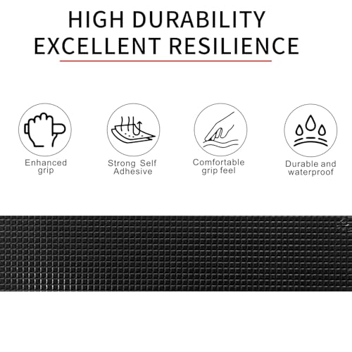 Textured Grip Tape, 1IN x 10FT Strong Anti Slip Rubber Tape, Waterproof & Heat Resistant with High Adhesion for Tools, Gym Equipment, Bicycle Handlebars and Slippery Surfaces (Black) - color: Black, size: 1IN x 10FT