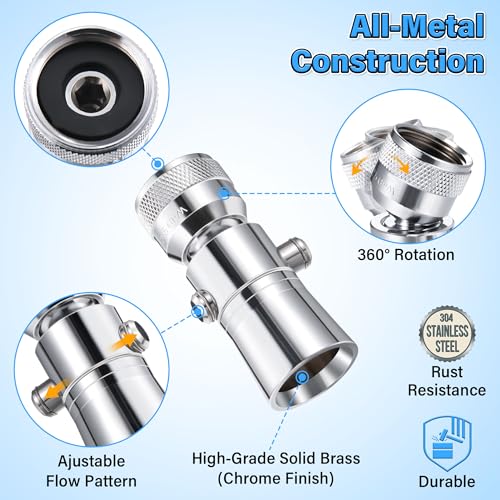 Enhon 2 Setting Spray Shower Head compatible with Delta 52652-PK, 2 Set | 2 Setting Full Spray & Pause, 2.5 GPM Brass Water Saving Shower Head, Stainless Steel Polished Chrome, 1" Diameter Spray Face