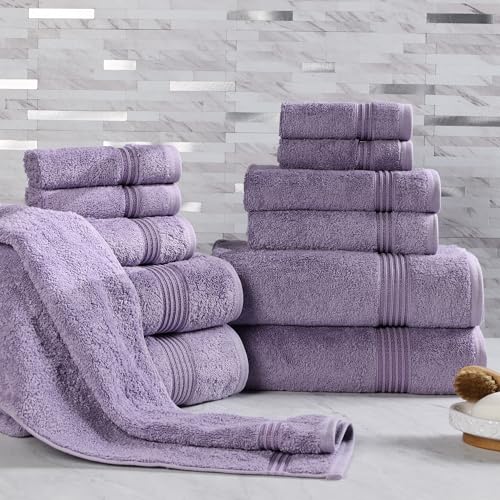 Superior Egyptian Cotton 12-Piece Towel Set, Assorted Towels for Home Bathroom, Decor Essentials, Includes 4 Bath, 4 Hand, 4 Face Towels/Washcloths, Quick Dry, Absorbent, Royal Purple - color: Royal Purple, size: 12 Piece Towel Set
