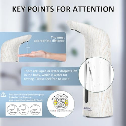 Automatic Liquid Soap Dispenser, 4-Level,13.5oz Touchless | Plastic,400ml Electric Battery Operated Hand & Dish Countertop Soap Dispensers with Sensor for Bathroom,Kitchen Sink - color: White Grain, style: Battery