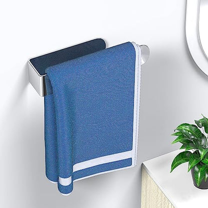 HUFEEOH Adhesive Hand Towel Holder, Kitchen Towel Rack Towel Bars Wall Mounted, Stainless Steel Bath Towel Holder for Bathroom Hotel Kitchen (8 inch, Polished Silver) - color: Polished Silver, size: 8 Inch