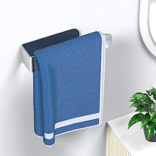 HUFEEOH 2 Pack Adhesive Hand Towel Holder, Sticky Towel Bar Towel Holder Wall Mounted, Stainless Steel Kitchen Towel Holder Hand Towel Rack for Bahtroom Hotel RV Kitchen (Polished Silver) - color: Polished Silver, size: 8 Inch (2PC)