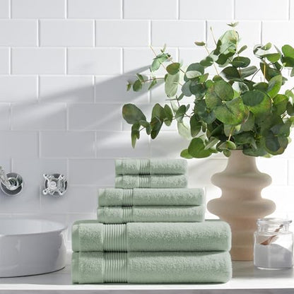 Arkwright Solid Washcloths, Pack of 12, 100% Cotton 600 GSM Soft Absorbent Face and Body Wash Towels for Bathroom, Hotel Spa or Vacation Rental, 13 x 13 in, Eucalyptus Green - color: Eucalyptus Green
