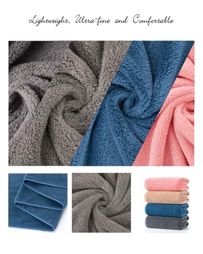 Lumimi 8-Piece Soft Microfiber Towel Set Incredibly Absorbent Lightweight Quick Dry and Durable, 55" L x 27" W, 4 Bath Towels 4 Hand Towels Multicolour - color: 4-colours C, size: 4 Bath + 4 Hand