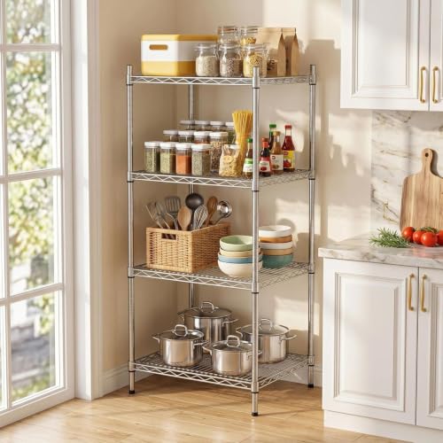 APLSS NSF 4-Tier Chrome Storage Shelves, 18"x42"x63", Dry Environments, Commercial Heavy Duty Steel Wire Shelving Unit, 800lbs Per Shelf, Kitchen Garage - color: Chrome, size: 18"x42"x63"