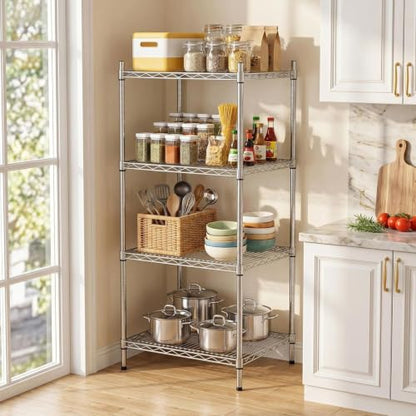 APLSS NSF 4-Tier Chrome Storage Shelves, 18"x42"x63", Dry Environments, Commercial Heavy Duty Steel Wire Shelving Unit, 800lbs Per Shelf, Kitchen Garage - color: Chrome, size: 18"x42"x63"