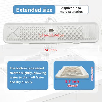 Silicone Faucet Splash Guard Cream White/Beige Kitchen Dish Drying Mats | Sponge Holder Bathroom Countertop Protect Kitchen Sink Splatter Screen Faucet Splash Guard - color: White