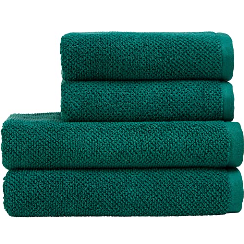 Christy Brixton 4 Piece Towel Set | Emerald Green | 100% Cotton | Ultra Soft | Super Absorbent | 600GSM | 2 Bath Towels 2 Hand Towels - color: Emerald, size: 2 Hand 2 Bath Set