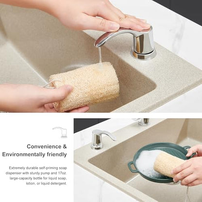 Kitchen Sink Soap Dispenser with 17 Ounce Large Bottle, G080C | Chrome, Built in Sink Soap Dispenser, Soap Dispenser for Kitchen Sink, Refill from Top - color: Chrome, size: with Bottle
