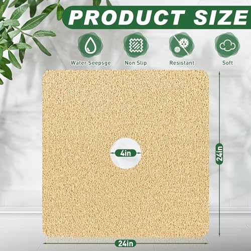 Shower Mat Non Slip,Soft Bath Mat with Drain,Quick Drying PVC Loofah Bathtub Mat for Bathroom,Without Suction Cups,24 x 24 Inch (Beige Yellow) - color: Beige Yellow