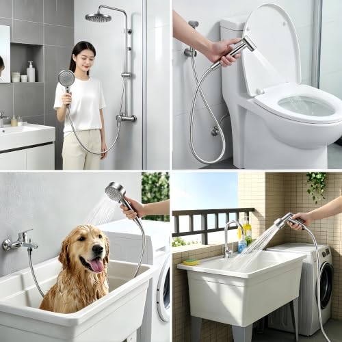 Shower Hose, 59 Inch Extra Long Flexible Stainless Steel Handheld Showerhead Hose Extension with Brass Insert and Nut, Anti-Kink Shower Head Hose Replacement (Chrome, 59 Inch) - color: Chrome