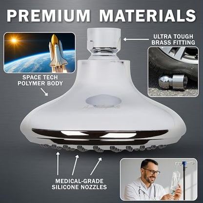 High Flow Shower Head - 2.5 GPM - Polished Chrome | 4 Inch Wall Mount Water Saving Bathroom Showerhead Nozzle For Boosting Low Pressure Showers With Adjustable Brass Ball Joint - color: Polished Chrome