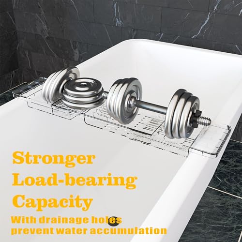 Luxury Tub Tray for Bathtub Expandable,Clear Bath Shelf Over Tub and Acrylic Bathtub Tray,Plastic Bath Board & Table,Bath Caddy Tray & Accessories for Mothers,Mom and Women Relaxing Spa Gifts - size: M - (22.3 to 31.8 in）