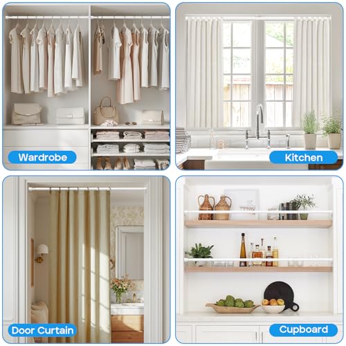 Tension Rod 28 to 48 inch, Adjustable Curtain Rods No Drilling Spring Rods Extendable Pressure DIY Tension Rod for Window Closet Kitchen, White - color: White, size: 28" to 48"-1Pc