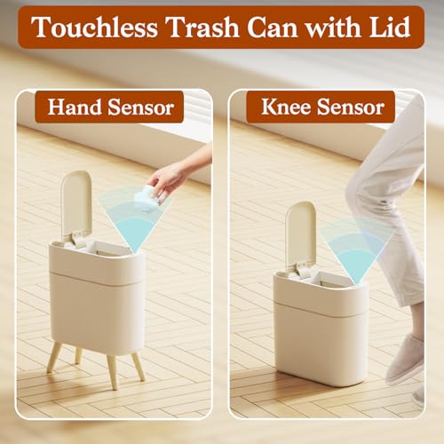 LALASTAR Small Bathroom Trash Can Automatic Touchless, Bathroom Garbage Can with a Lid, Motion Sensor trashcan for Bedroom, Kitchen, Office, 2.5 Gallon, White - color: White-1 Pack