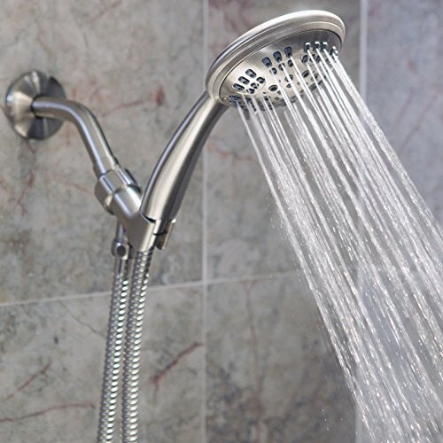 60 Inch Flexible Shower Hose Bundle - Extra Long, Stainless Steel, Double-Buckle Hose For Handheld Showerheads With Shower Arm Mount And Holder - Brushed Nickel