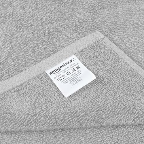 Amazon Basics 2 Piece Quick-Dry Oversize Bath Towel, 100% Cotton, 54" x 30", Platinum - color: Platinum, size: 2 Piece, style: Bath Towel (Pack of 2)