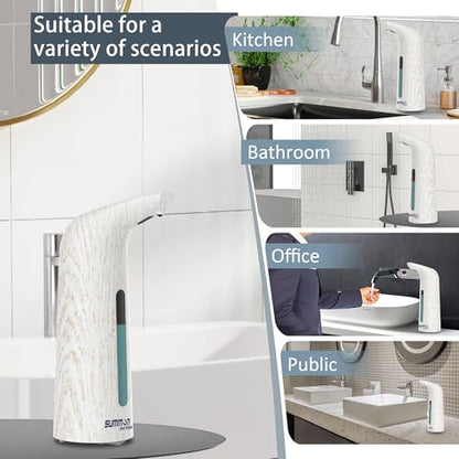 Automatic Liquid Soap Dispenser, 4-Level,13.5oz Touchless | Plastic,400ml Electric Battery Operated Hand & Dish Countertop Soap Dispensers with Sensor for Bathroom,Kitchen Sink - color: White Grain, style: Battery