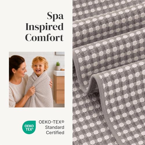 Modern Threads 6 Piece Cotton Bath Towel Set – Ultra Soft 600 GSM Towels – Bathroom Set with Hand Towels and Washcloths – Waffle (Classic Taupe) - color: Classic Taupe, style: Waffle