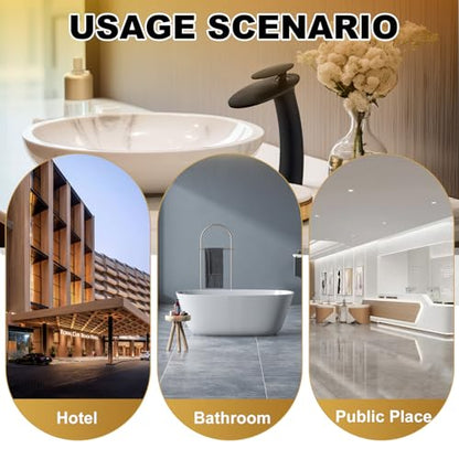 Matte Black Waterfall Bathroom Faucet Tall Body and Pop Up Drain - color: Matte Black, size: Tall Body