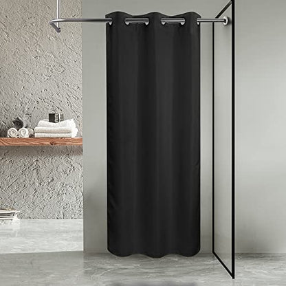 River Dream Stall Size No Hook Black Shower Curtain Soft Microfiber - 36" Wide Small Fabric Shower Curtain Set for Narrow Stall, Waterproof & Washable, Bottom Magnets, Black, 36x74 - color: Black, size: 36"W x 74"L (Pack of 1)