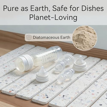 Stone Drying Mat for Kitchen Counter, 24 x 16 inches, Fast Drying Collapsible Dish Drying Mat, Eco-Friendly Absorbent Diatomaceous Earth Mats for Dishes Bottles Cups (Terrazzo) - color: Terrazzo