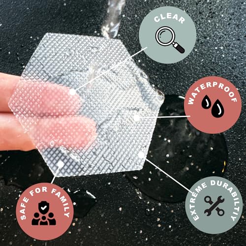 Anti Slip Shower Stickers, Non Slip Bathtub Stickers for Safety, Shower Floor non slip stickers with Scraper for Bathtub, Shower, Stairs, Boats. Bathtub Non Slip Stickers 28 Clear Hexagon - 3 in wide