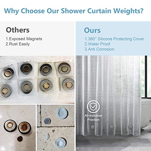 VANZAVANZU 3 Pairs Shower Curtain Weights, Silicone Wrapped Magnets, Heavy Duty Magnets Prevent Curtain Liner from Blowing, Rust-Free, Gray - color: Grey, size: 1.2"W x 1.2"L (Pack of 3)