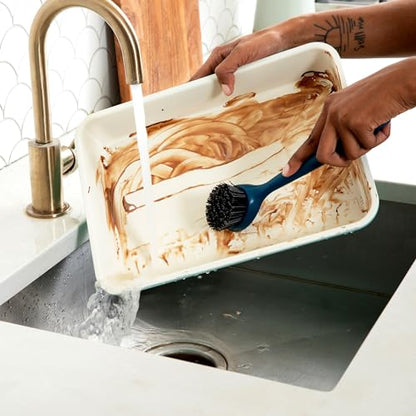 Full Circle Clean Ocean, Heavy Duty Dish Brush, Tough Bristles and Built-in Scraper, Perfect for Cast Iron, Sustainably Made 100% from Recycled Ghost Fishing Nets - size: Heavy-Duty Dish Brush