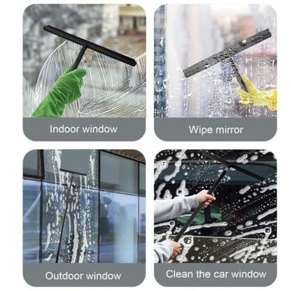 Black Telescopic Shower Squeegee for Glass Doors, Tile Shower Walls. Comes with Suction Hook, Great for Shower Glass
