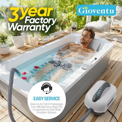 Bathtub Spa Mat, 400W Bubble Massager, 6 Settings, Remote Control, Non-Slip | Full Body Support, Portable Home Spa Jet Mat with Inflatable Pillow, Soft Surface, Strong Suction Cups