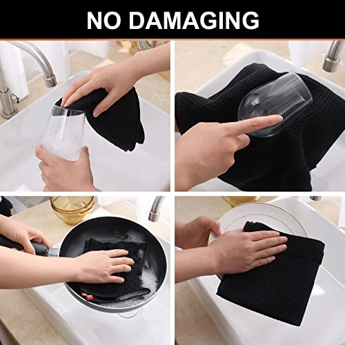 Homaxy 100% Cotton Dish Cloths, 8 Pack - 12 x 12 Inches, Black | Waffle Weave Super Soft and Absorbent Dish Towels Quick Drying Dishcloths, 12 x 12 Inches - color: Black, size: 12 X 12 - 8 Pack