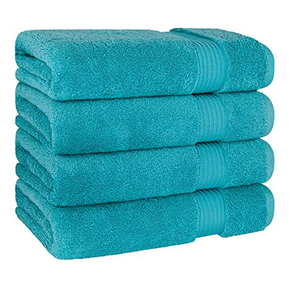 Cotton Paradise 100% Cotton Turkish Towel Set, Soft Absorbent Quick Dry, 4 Piece Bath Towel Set, Ocean Aqua - color: Ocean Aqua, size: 27"x54"