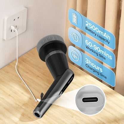 Electric Spin Scrubber, 10-in-1 Shower Scrubber & Retractable Long Handle, 44 lbs High-Torque & Variable Speed Shower Cleaning Brush for Bathroom,Toilet, Bathtub, Kitchen, Tile Floors, - color: Black