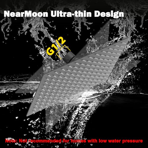 NearMoon Rain Shower Head, High Flow Stainless Steel Rainfall Shower, High Pressure Design, Awesome Shower Experience Even At Low Water Flow (12 Inch Rectangle, Matte Black) - color: Matte Black, size: 12*8 Inch