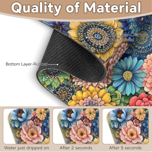Kitchen Sink Splash Guard Faucet Mat Boho Flowers 2PCS Super Absorbent Fast Drying Faucet Guard & Draining Mat Sink Splash Guard Behind Faucet Drip Catcher for Kitchen Bathroom RV (15.4" X 5.7" ) - size: 15.4" X 5.7"-2PCS