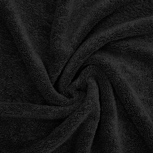 American Soft Linen Salem Washcloth Sets, 4 Piece Luxury 600 GSM 100% Cotton Washcloths for Bathroom, 13x13 inches Washrags Premium Quality Hand Face Towels, Black - color: Black, size: 13x13"