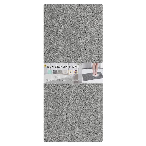 Nonslip Bathtub Mat, Anti Slip Bath Mat 0.6" Extra Thick, Quick Dry Bath Tub Anti Slip Shower Mat, Loofah Non-Slip Bath Mat for Tub Bathroom Pool Kitchen Entryway Home Hotel(Grey 16x39) - color: Grey, size: 16" x 39" (Rectangular)