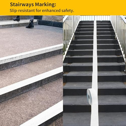 Reflective Pavement Marking Tape Slip-Resistant and Durable, Heavy-Duty Rubber Base for Outdoor Applications, Perfect for Driveways, Walkways, and Parking Areas (White, 4 Inch X 18 Feet) - size: 4 Inch x 18 Feet