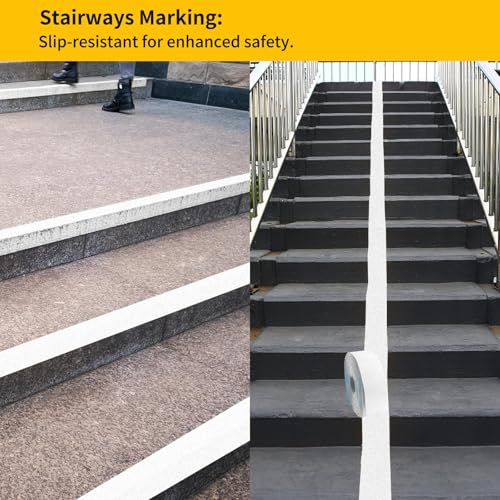 Reflective Pavement Marking Tape Slip-Resistant and Durable, Heavy-Duty Rubber Base for Outdoor Applications, Perfect for Driveways, Walkways, and Parking Areas (White, 4 Inch X 108 Feet) - size: 4 Inch X 108 Feet