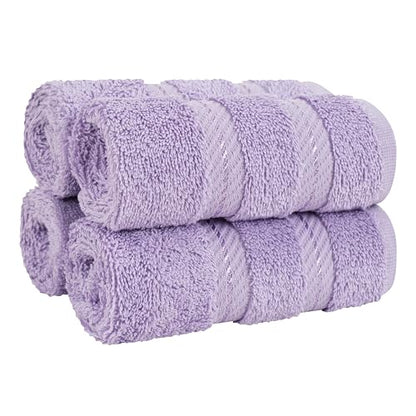 American Soft Linen 100% Cotton Luxury Turkish Towels, 4 PC Washcloth Set | Soft Absorbent Quick Dry OEKO Tex Standard 100 Certificated Durable Machine Washable Premium Hotel Quality - color: Lilac, size: 13"x13"
