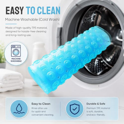 Bathtub Mat Non-Slip – 39" x 15.5" Extra Long Shower Mat with Suction Cups, BPA Free & Machine Washable, Textured Bath Mat for Tub, Ideal for Kids, Seniors & Pregnant Women, Clear Blue - color: Light Blue