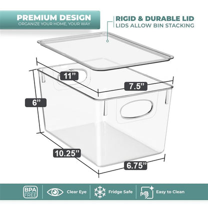 Sorbus Large Clear Plastic Bins with Lids – Stackable Organizer for Toys, Clothes, Medicine, Makeup, Closet, Art Supplies, Bathroom, Shoes – 8 Pack - size: Large, style: 8 Pack