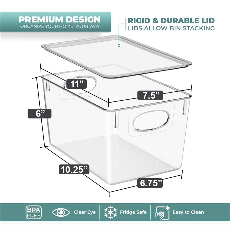 Sorbus Large Clear Plastic Bins with Lids – Stackable Organizer for Toys, Clothes, Medicine, Makeup, Art Supplies, Closet, Bathroom, and Shoes (4 Pack) - size: Large, style: 4 Pack