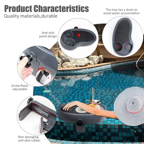 Hot Tub Tray Table with Adjustable Drink Holders, Spa Cup Holder, Durable Portable Accessory
