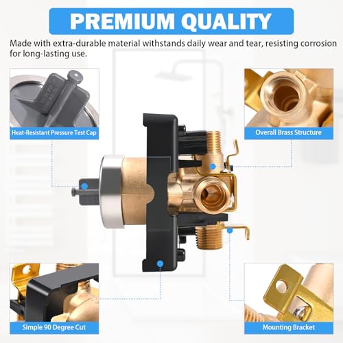 TOVEN-RV R10000-UNWS Tub Shower Valve Body with Stops for Delta Trim Kits | Compatible With Delta MultiChoice 13/14, 17 And 17T Trim Kits; 4-Port Brass Valve Body; 1/2-Inch NPT/CWT; Valve Only - style: R10000-UNWS
